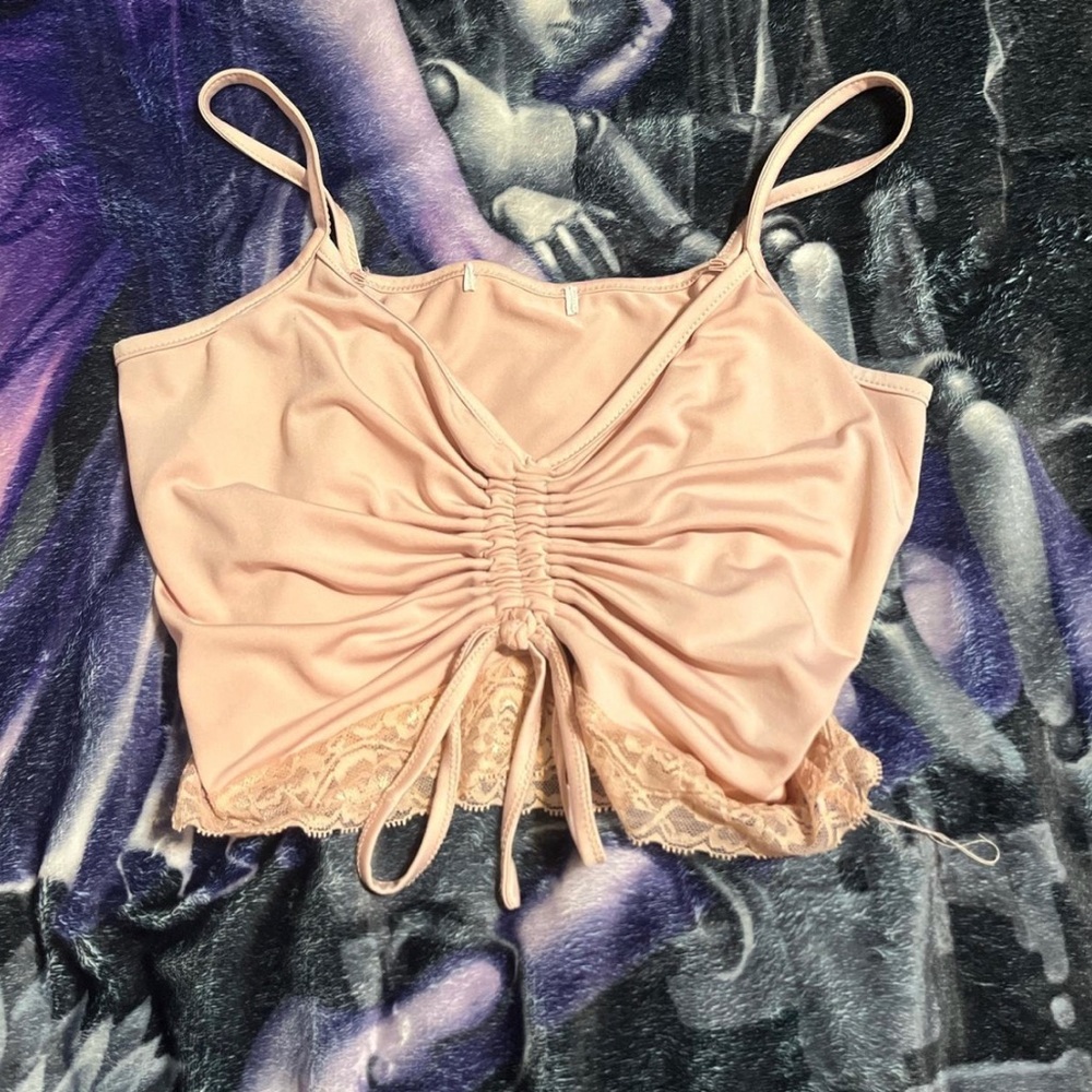 light pink lace crop top
